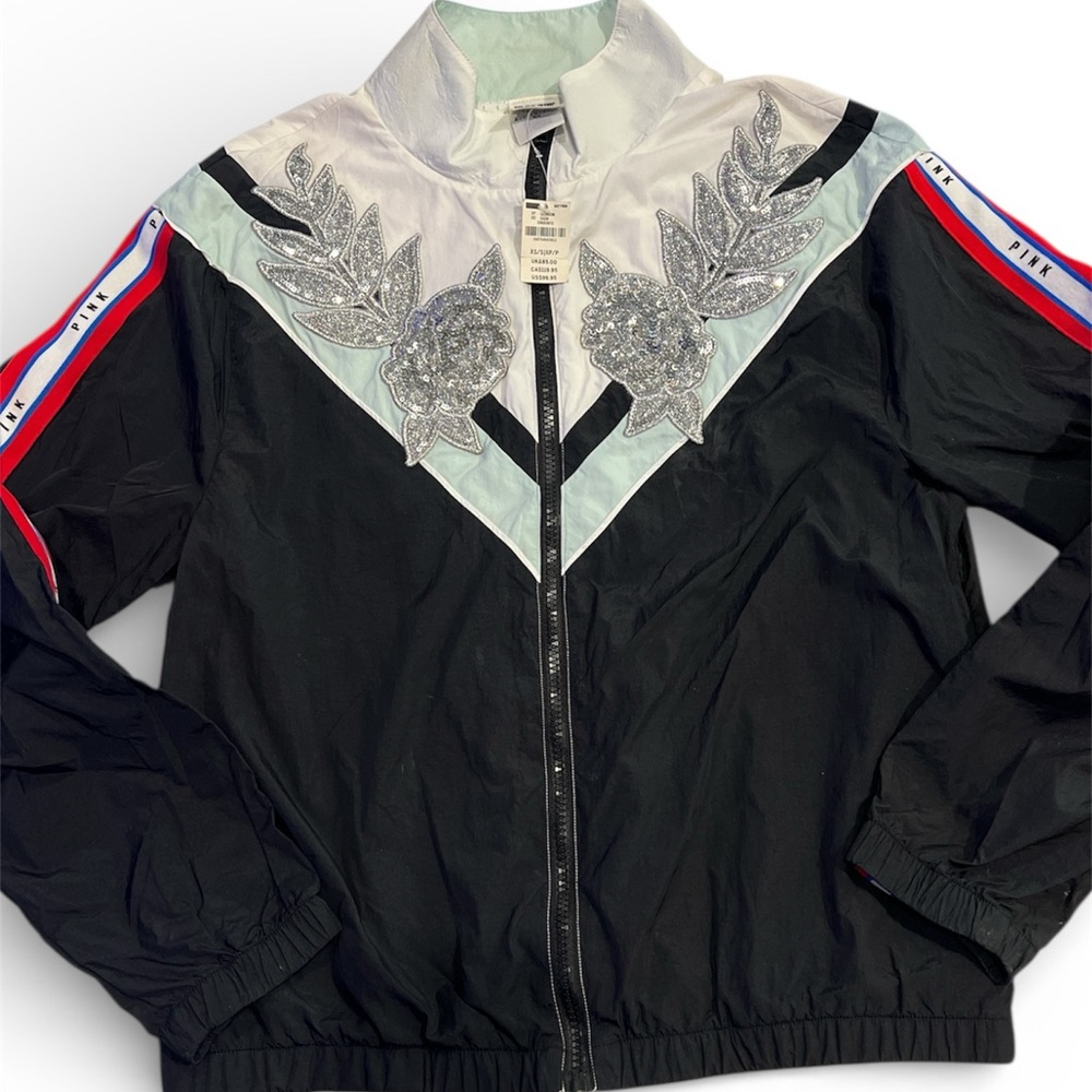 Victoria's Secret PINK Bling Sequin Appliqué Windbreaker Jacket size XS/S